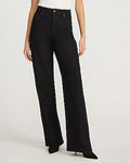 Express Women's High Waisted Black Relaxed Straight Jeans in Pitch Black