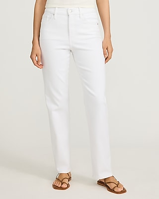 Express Women's High Waisted Straight Jeans in White, size: 0