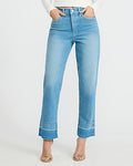 Express Women's High Waisted Released Hem Straight Ankle Jeans in Medium Wash