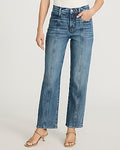 Express Women's High Waisted Seam Detail Straight Ankle Jeans in Medium Wash