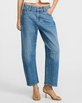 Express Women's Low Slung Barrel Jeans in Medium Wash