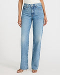 Express Women's High Waisted Straight Jeans in Medium Wash