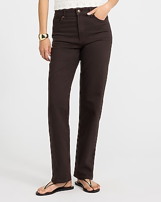 Express Women's High Waisted Chocolate Brown Straight Jeans in Chocolate Truffle