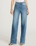 Express Women's High Waisted Tall Hem Wide Leg Palazzo Jeans in Medium Wash