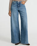 Express Women's High Waisted Relaxed Wide Leg Palazzo Stretch Jeans in Medium Wash