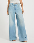 Express Women's High Waisted Relaxed Wide Leg Palazzo Jeans in Light Wash