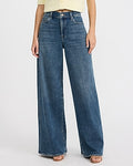 Express Women's High Waisted Relaxed Wide Leg Palazzo Jeans in Medium Wash
