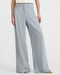 Express Women's High Waisted Dusty Wash Relaxed Wide Leg Palazzo Jeans in Dusty Blue
