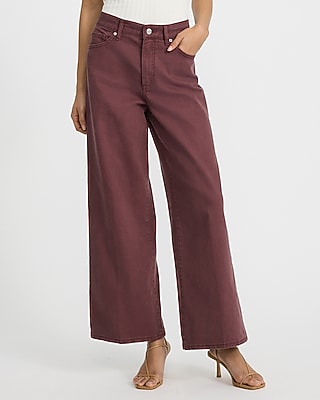 Express Women's High Waisted Wide Leg Palazzo Ankle Jeans in Purple, size: 0