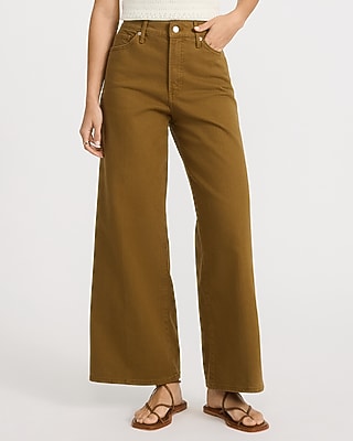 Express Women's High Waisted Wide Leg Palazzo Ankle Jeans in Brown, size: 0
