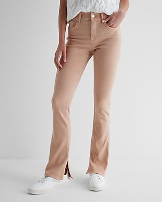 Express Women's Mid Rise Pink Skyscraper Jeans in Light Pink