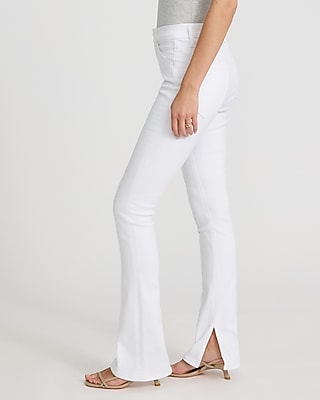 Express Women's Mid Rise Pintuck Skyscraper Jeans in White, size: 0
