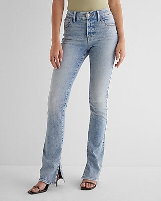 Express Women's Mid Rise Curvy FlexX Skyscraper Jeans in Light Wash