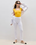 Express Women's High Waisted Raw Hem Cropped Flare Jeans in White
