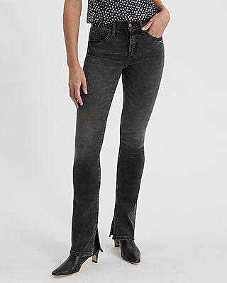 Express Women's Mid Rise Washed Black Hyper Sculpt Skyscraper Jeans in Pitch Black