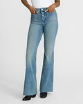 Express Women's High Waisted Patch Pocket Curvy FlexX '70S Flare Jeans in Light Wash