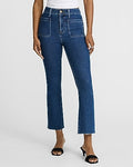 Express Women's High Waisted Patch Pocket Hyper Sculpt Cropped Flare Jeans in Light Wash