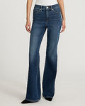 Express Women's High Waisted Hyper Sculpt '70S Flare Jeans in Dark Wash