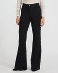 Express Women's High Waisted Stay Black '70S Flare Jeans in Pitch Black