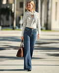Express Women's High Waisted Relaxed Flare Jeans in Dark Wash