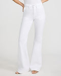 Express Women's High Waisted Patch Pocket '70S Flare Jeans in White