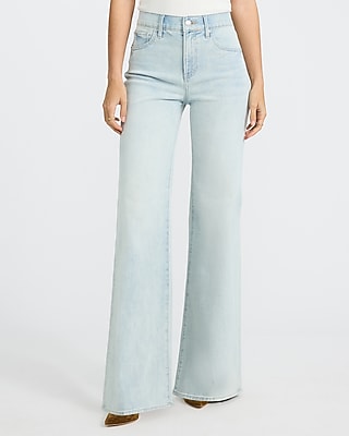 Express Women's High Waisted Relaxed Flare Jeans in Light Wash