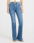 Express Women's High Waisted '70S Flare Jeans in Medium Wash