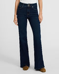 Express Women's High Waisted '70S Flare Jeans in Dark Wash