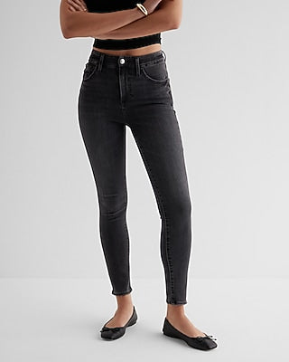 Express Women's High Waisted Washed Curvy FlexX Skinny Jeans in Black, size: Small