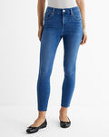 Express Women's Mid Rise Curvy FlexX Cropped Skinny Jeans in Medium Wash