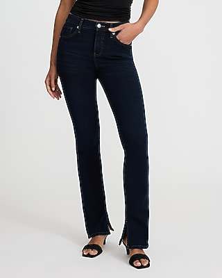 Express Women's Mid Rise Dark Wash Skyscraper Jeans in Blue, size: 0