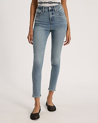 Express Women's High Waisted Hyper Sculpt Skinny Jeans in Light Wash