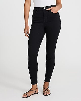 Express Women's High Waisted Stay Black Skinny Jeans in Pitch Black