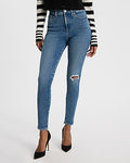 Express Women's High Waisted Curvy FlexX Ripped Skinny Jeans in Light Wash