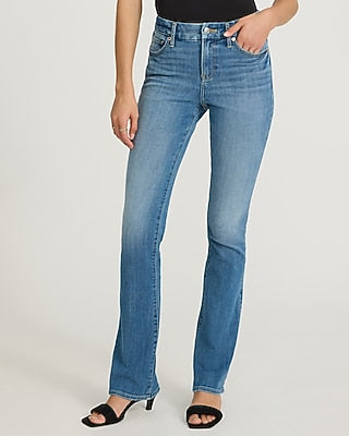 Express Women's Mid Rise Wash Curvy FlexX Skyscraper Jeans in Light Wash