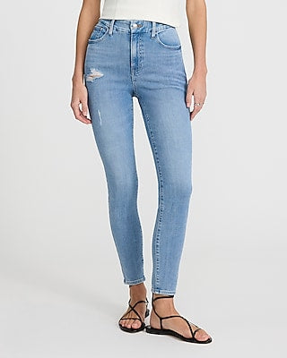 Express Women's High Waisted Curvy FlexX Skinny Jeans in Light Wash