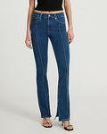 Express Women's Mid Rise Pintuck Curvy FlexX Skyscraper Jeans in Dark Wash