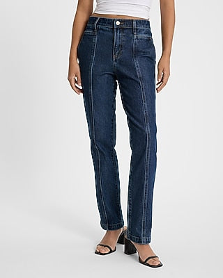Express Women's High Waisted Seamed '90S Slim Jeans in Dark Wash
