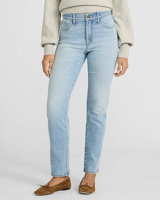 Express Women's High Waisted Light Wash '90S Slim Jeans in Blue, size: 0