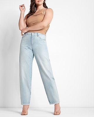 Express Women's High Waisted Balloon Leg Jeans in Light Wash