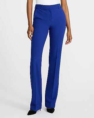 Express Women's Editor Studio Stretch Twill Mid Rise Bootcut Pant in Blue 0