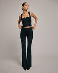 Express Women's Pull-On Signature Ponte Mid Rise Bootcut Pant in Pitch Black