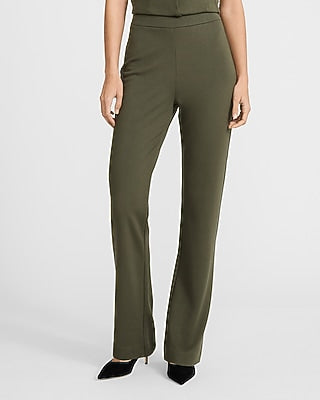 Express Women's Pull-On Signature Ponte Mid Rise Bootcut Pant in Green Small
