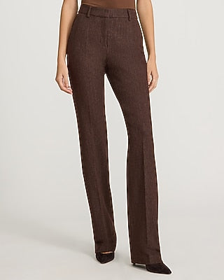 Express Women's Editor Heathered Stretch Twill Mid Rise Bootcut Pant in Chocolate