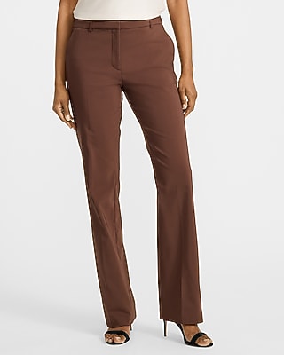 Express Women's Editor Stretch Cotton Mid Rise Bootcut Pant in Brown 0