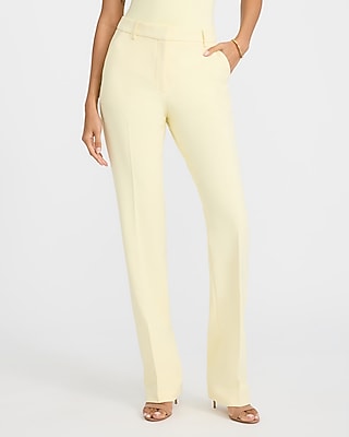 Express Women's Editor Studio Stretch Twill High Waisted Bootcut Pant in Butter Yellow