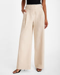 Express Women's High Waisted Side Buckle Belt Wide Leg Palazzo Pant in Sandshell