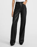 Express Women's High Waisted Faux Leather Wide Leg Palazzo Pant in Black 0