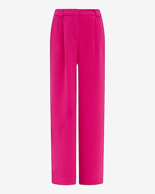 Express Women's Signature Crepe High Waisted Relaxed Trouser in Pink 0