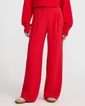 Express Women's Signature Crepe High Waisted Relaxed Trouser in Red 0